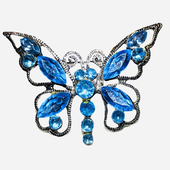 Blue Crystal Butterfly Brooch - Picture 2 of 6